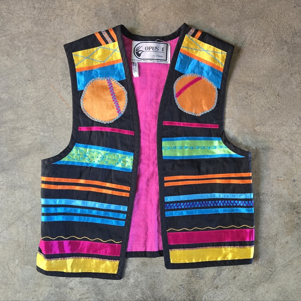 Vintage 80s 90s Folk Art Vest Opus I